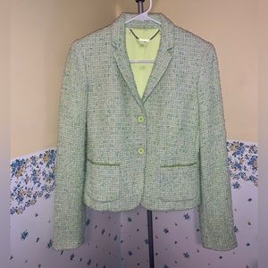 NWOT! Elie Tahari Classy Neon Green Tweed Blazer Sz. 4